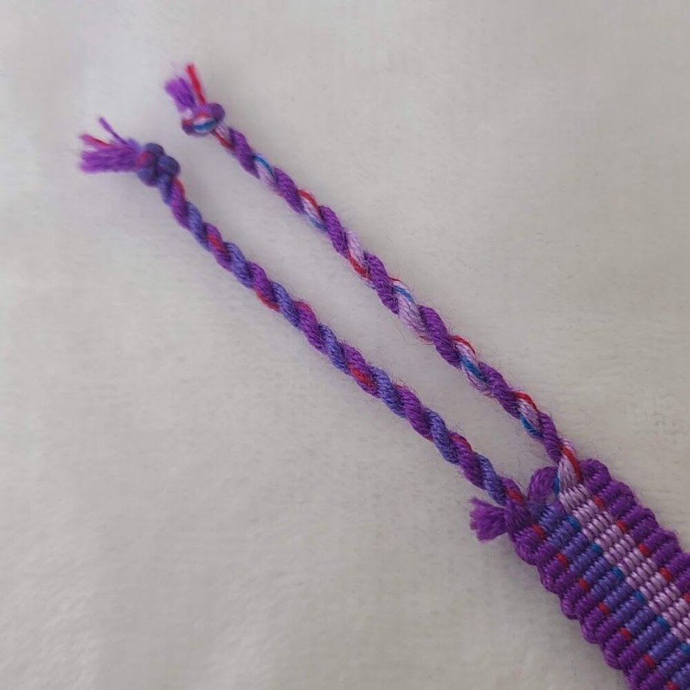 Hand Woven Braided Friendship Bracelet Shades of Purple Blue Pink Red - Picture 3 of 12